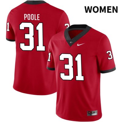 Women's Georgia Bulldogs NCAA #31 William Poole Nike Stitched Red NIL 2022 Authentic College Football Jersey FSU6854LS